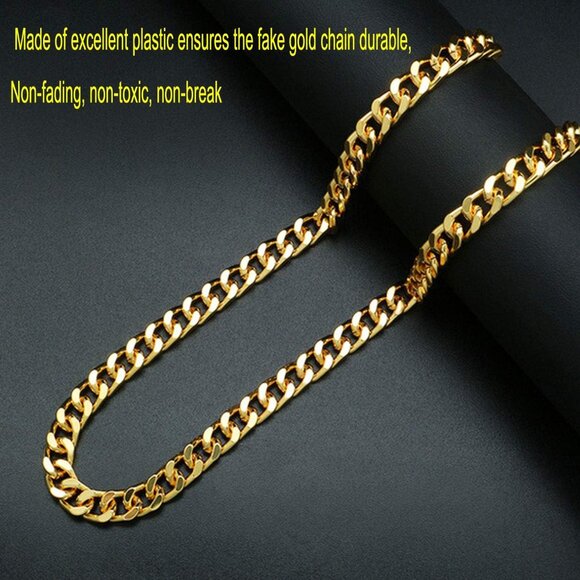 Men's Gold Cobra Chain Fake Rapper Design Chunky Costume Necklace - Picture 3 of 9